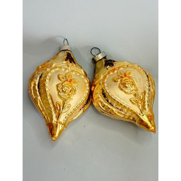 2 Antique Blown Glass Christmas Victorian Ornate Ornaments West Germany 4" - Picture 5 of 6